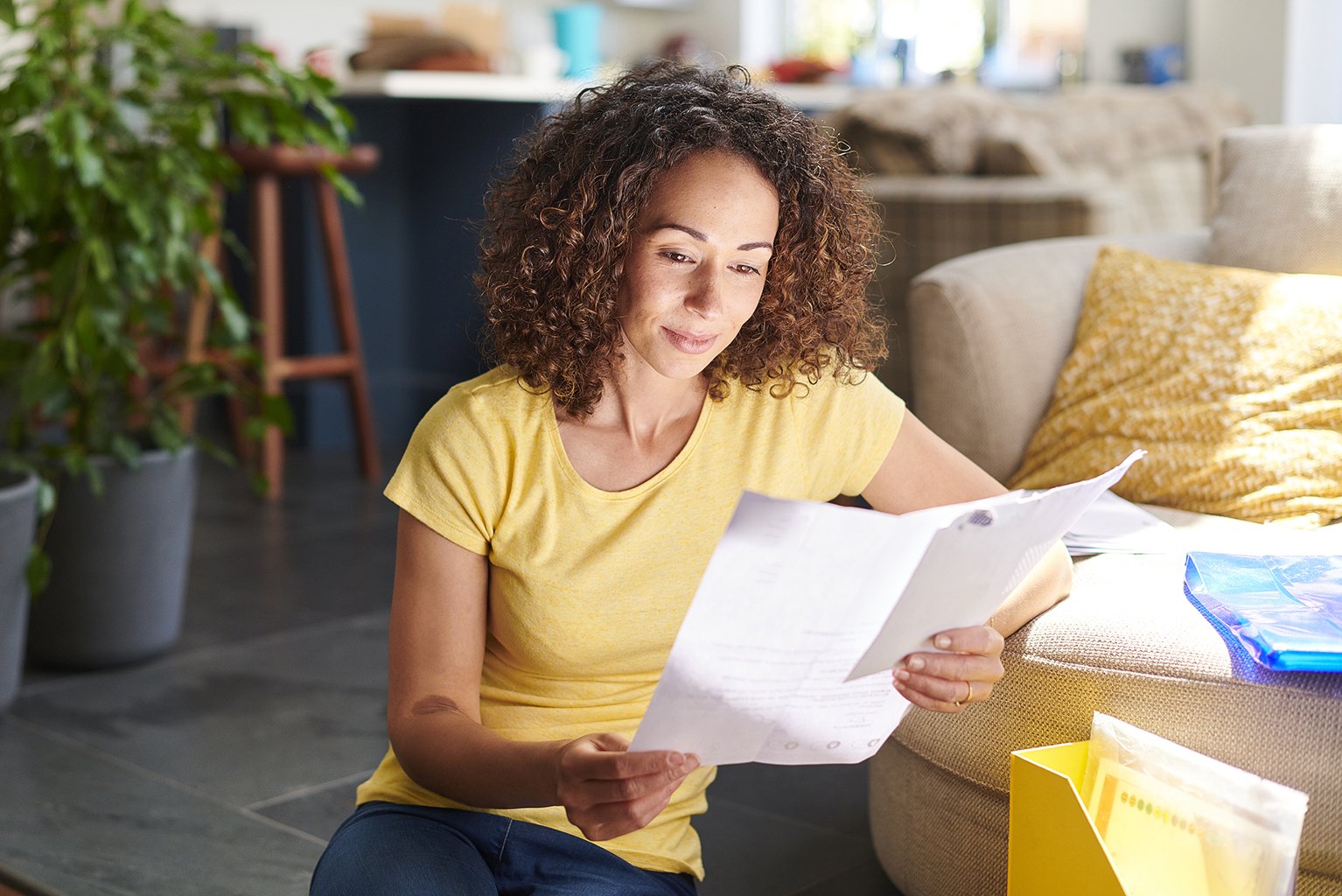 future plan woman reading her investment file